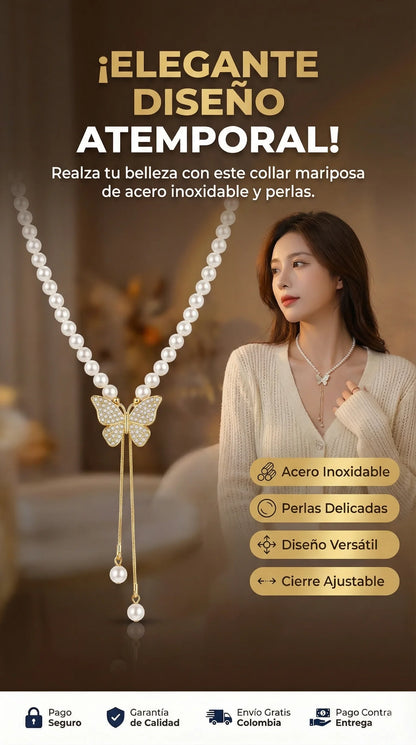 Collar Mariposa con Perlas